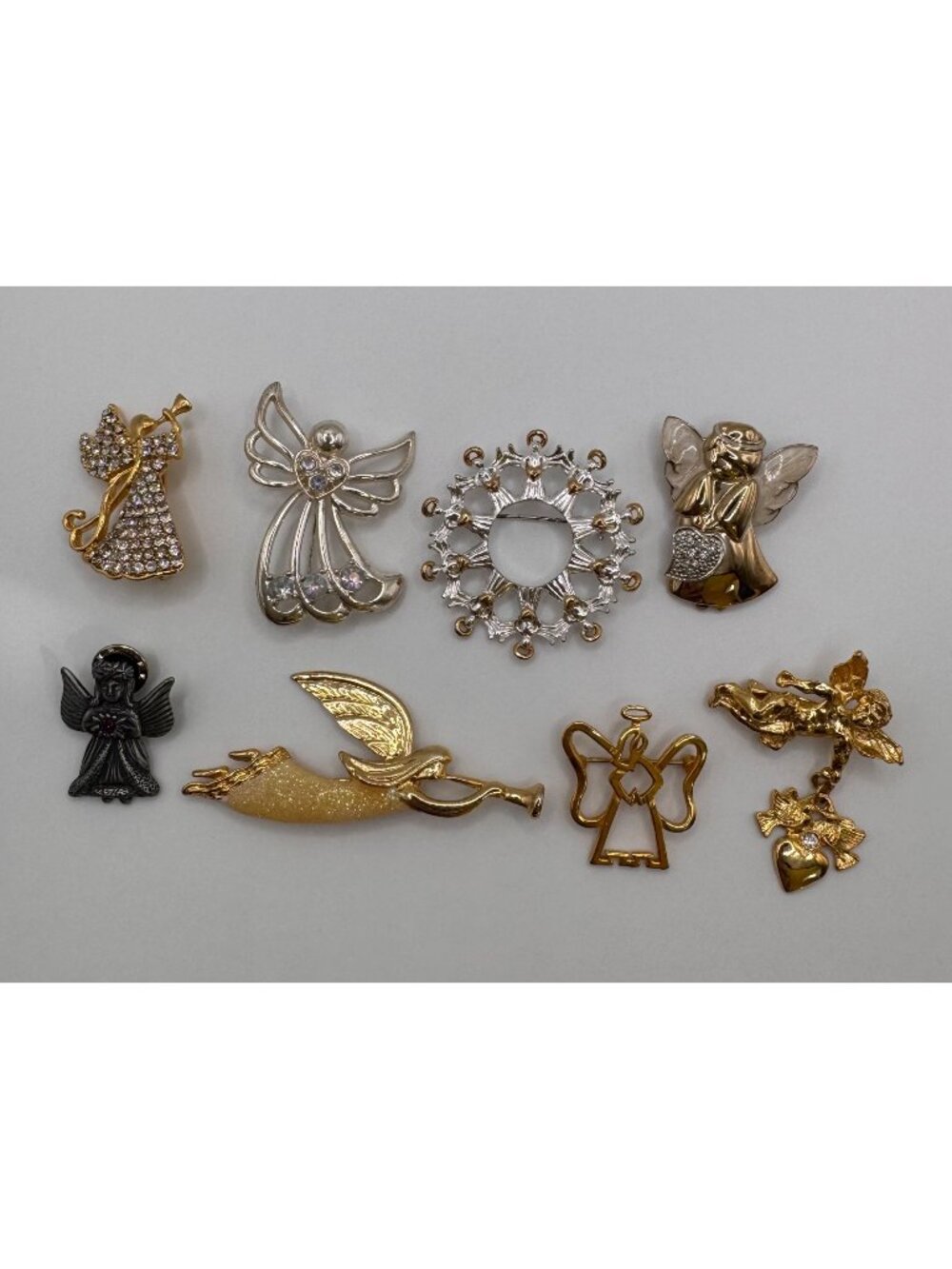 Vintage Angel Brooch Lot Signed Monet Aai Haskell Avon Mixed Craft Wearable